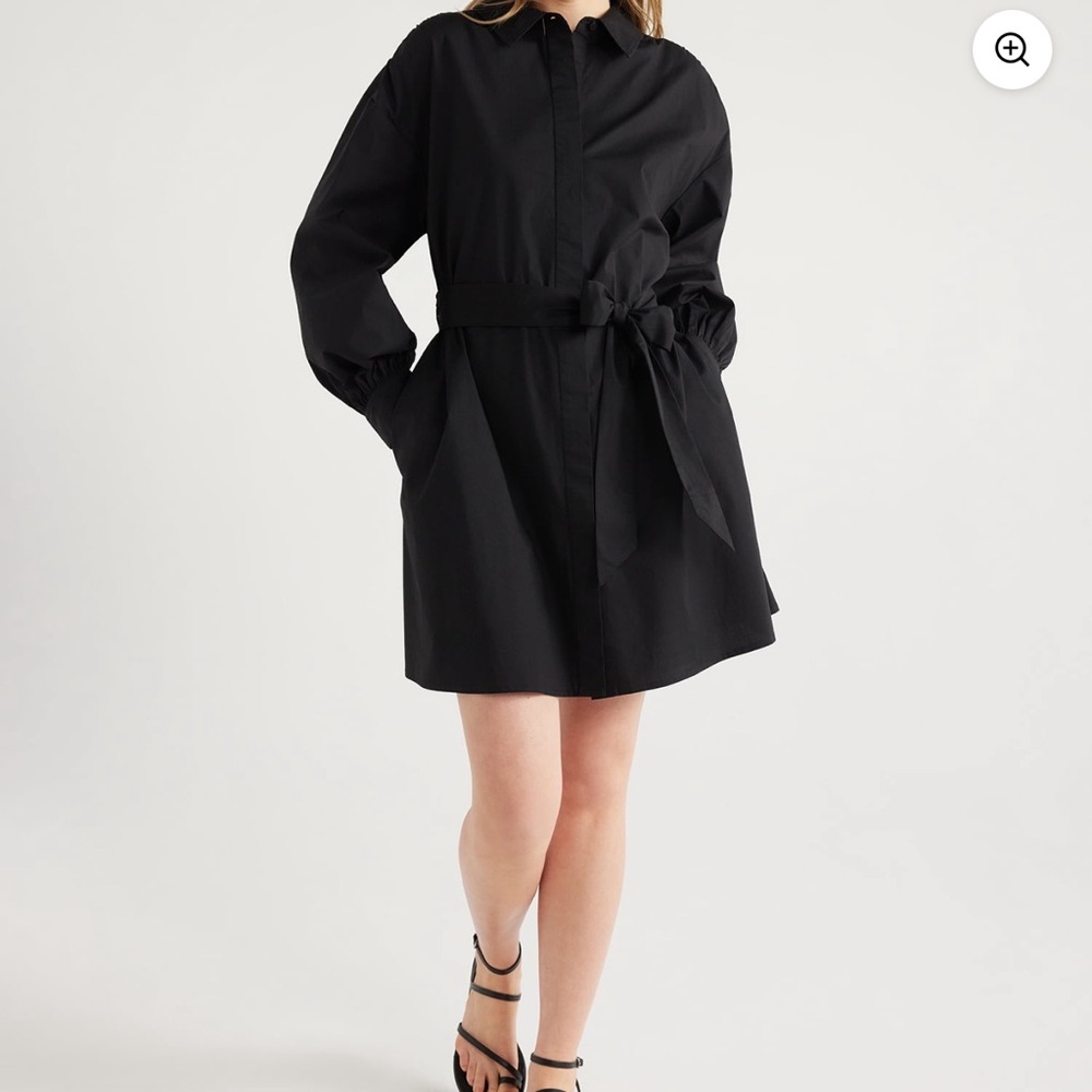 Scoop women’s balloon sleeve Poplin shirt dress with pockets